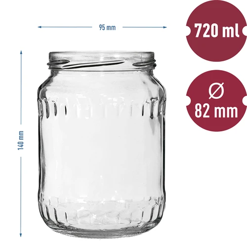 Sklenice TO 720 ml s barevným víčkem fi 82/6 - 6 ks - 6