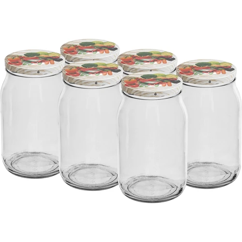 Sklenice TO 900 ml s barevným víčkem fi82/6 - 6 ks.
