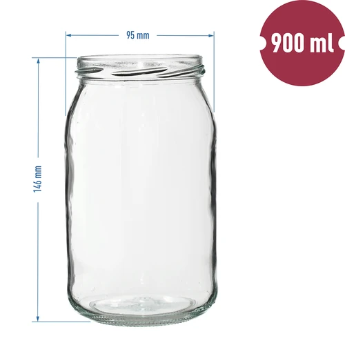 Sklenice TO 900 ml s barevným víčkem fi82/6 - 6 ks. - 2