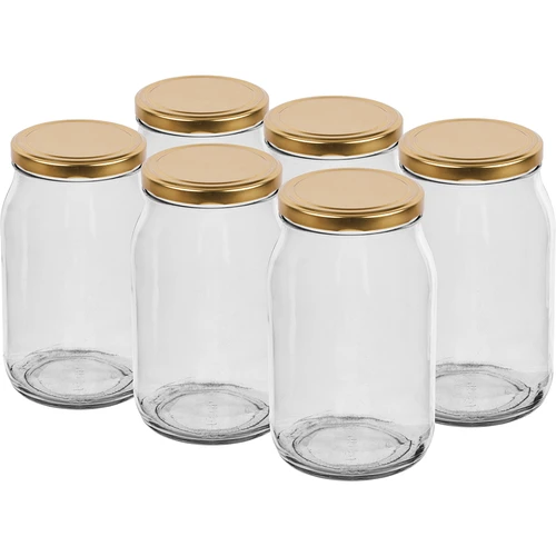 Sklenice TO 900 ml s víčkem zlatým fi 82/6 - 6 ks.