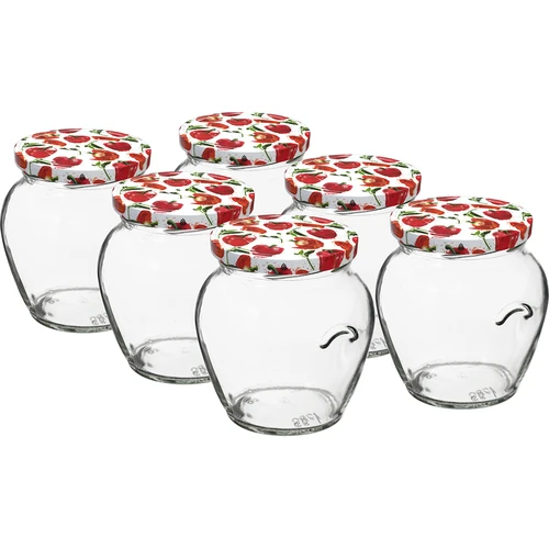 Sklenice TO Amfora 580 ml s barevným víčkem fi82/6-6ks.