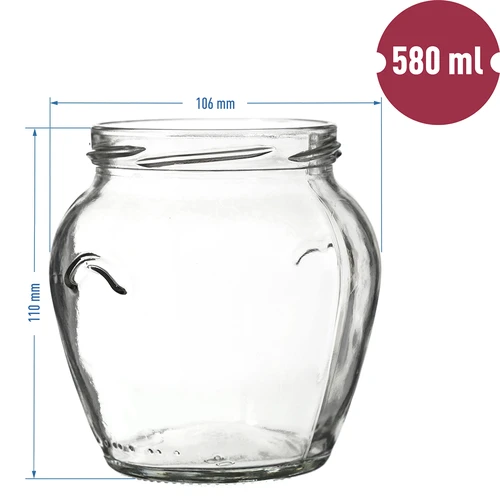 Sklenice TO Amfora 580 ml s barevným víčkem fi82/6-6ks. - 6