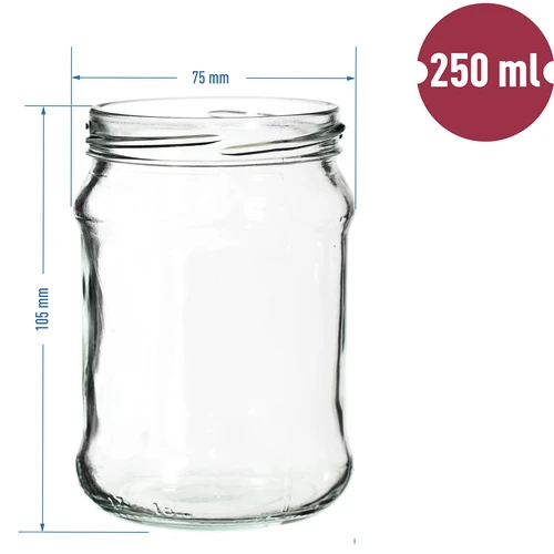 Sklenice TO Čtvrtka 250 ml s víčkem fi 66 - 6 ks - 6