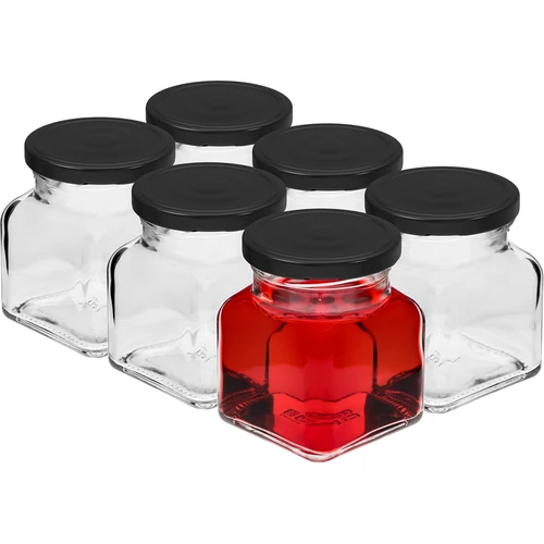 Sklenice twist off 120ml - Čtyři rohy fi 53 s černým víčkem, 6ks - 2