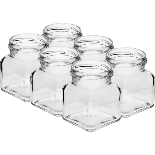 Sklenice twist off 120ml - Čtyři rohy fi 53 s černým víčkem, 6ks - 3