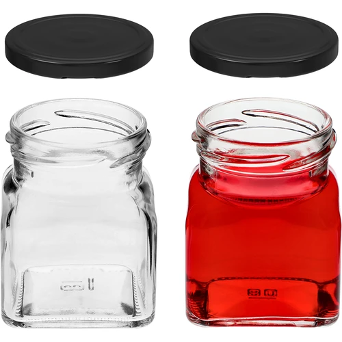 Sklenice twist off 120ml - Čtyři rohy fi 53 s černým víčkem, 6ks - 5