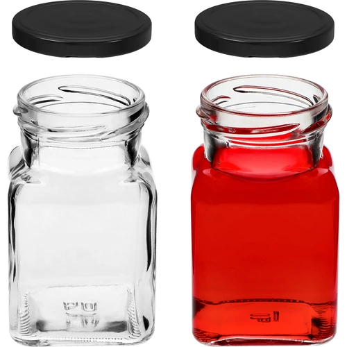 Sklenice twist off 150ml Čtyři rohy fi 53 s černým víčkem, 6 ks. - 5