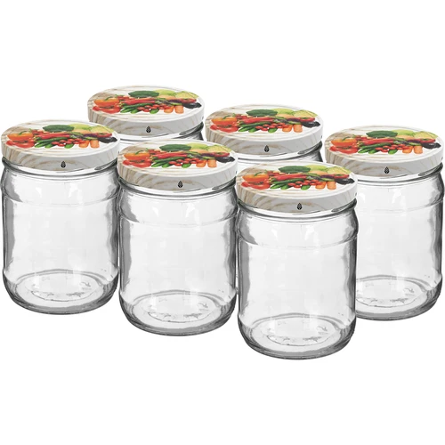 Sklenice twist off 500 ml s barevným víčkem fi82/6 - 6ks.