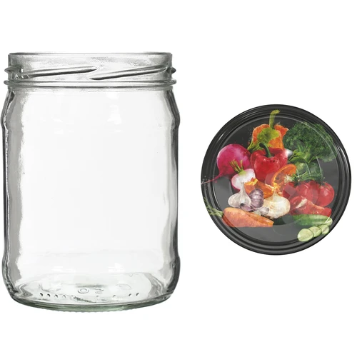 Sklenice twist off 500 ml s barevným víčkem fi82/6 - 6ks. - 6