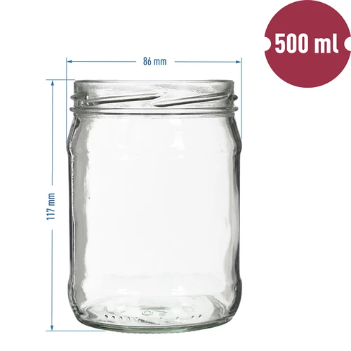 Sklenice twist off 500 ml s barevným víčkem fi82/6 - 6ks. - 2