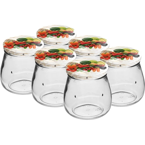 Sklenice twist-off 500ml "Obrácená Amfora" s barevným víčkem fi 82/6, 6 kusů