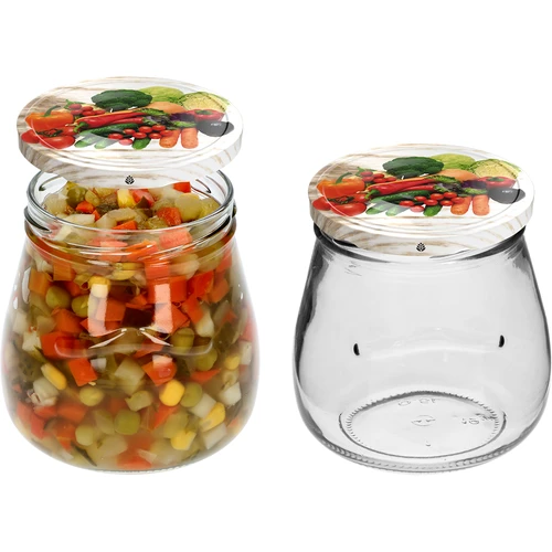 Sklenice twist-off 500ml "Obrácená Amfora" s barevným víčkem fi 82/6, 6 kusů - 6