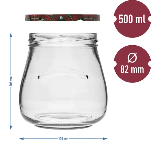 Sklenice twist-off 500ml "Obrácená Amfora" s barevným víčkem fi 82/6, 6 kusů - 10