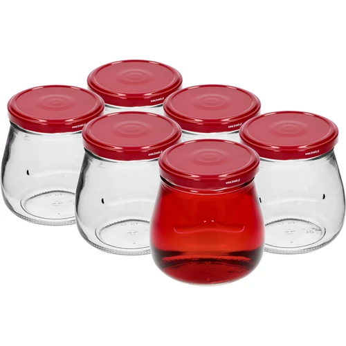 Sklenice twist-off 500ml "Obrácená Amfora" s bordovým víčkem fi 82/6, 6 kusů - 2