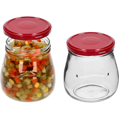Sklenice twist-off 500ml "Obrácená Amfora" s bordovým víčkem fi 82/6, 6 kusů - 5
