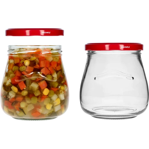 Sklenice twist-off 500ml "Obrácená Amfora" s bordovým víčkem fi 82/6, 6 kusů - 6