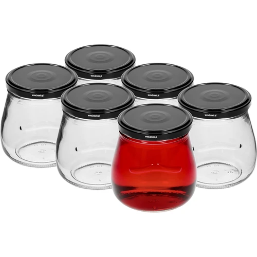 Sklenice twist-off 500ml "Obrácená Amfora" s černým víčkem fi 82/6, 6 kusů - 2