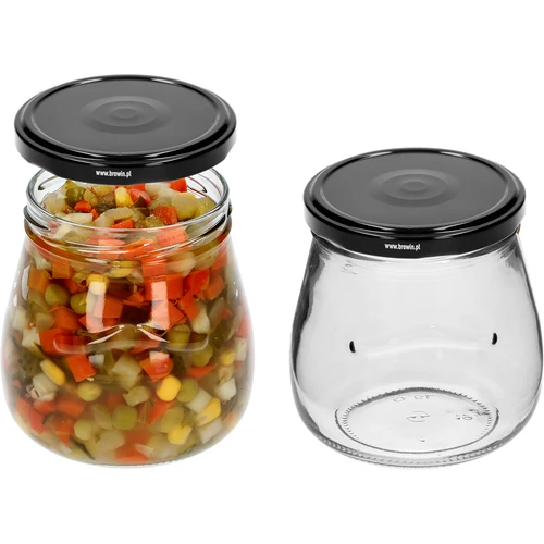 Sklenice twist-off 500ml "Obrácená Amfora" s černým víčkem fi 82/6, 6 kusů - 5