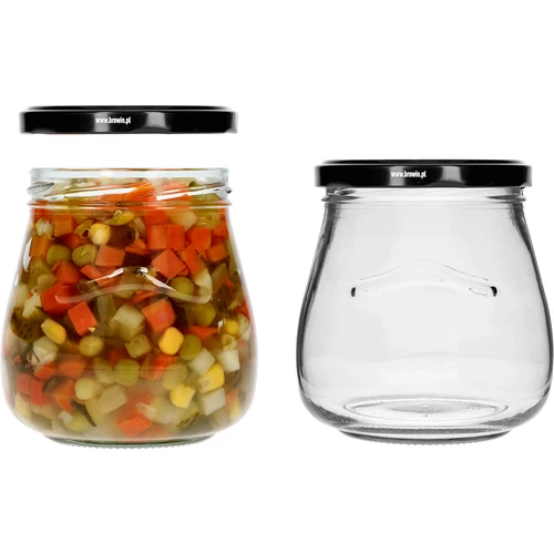 Sklenice twist-off 500ml "Obrácená Amfora" s černým víčkem fi 82/6, 6 kusů - 6