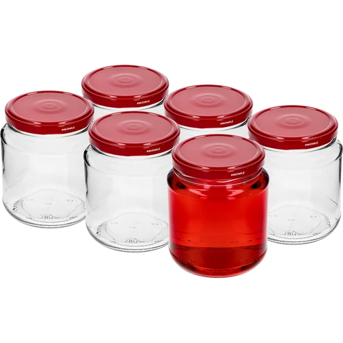 Sklenice twist-off, "grubasek" 580ml s bordovým víčkem fi82/6, 6 ks. - 2