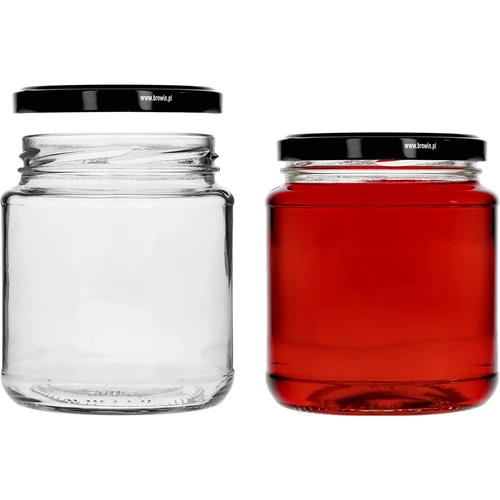 Sklenice twist-off, tlouštík 580ml s černým víčkem fi 82/6, 6 ks. - 3