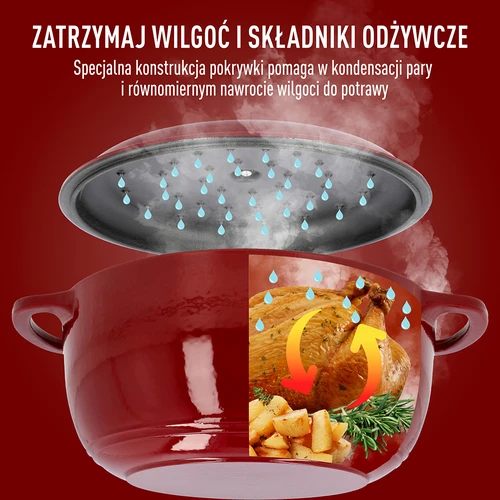Smaltovaný litinový hrnec - bordový, 5,8L - 6