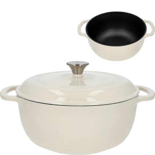 Smaltovaný litinový hrnec – ecru, 5,8 l