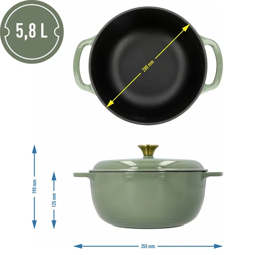 Smaltovaný litinový hrnec - šalvějový, 5,8L - 4
