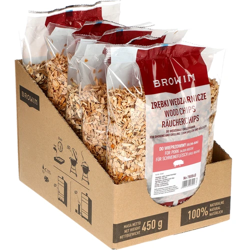 Štěpky na uzení/grilování, 70 % olše + 30 % buk, 450 g, frakce 8 - 2