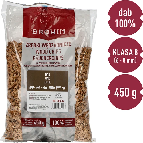 Štěpky na uzení/grilování, dub, 450 g, tř. 8 - 3