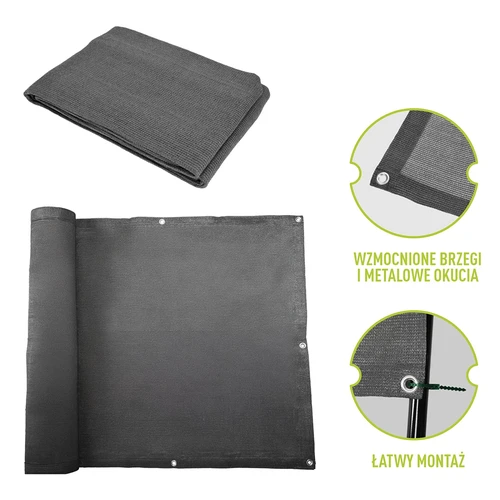 Stínící síť (80%, 140 g/m2) 0,9x5 m, grafitová - 6
