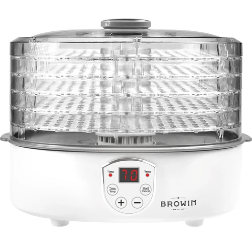 Sušička na houby, ovoce, zeleninu a bylinky s regulací teploty, 240W, průhledná