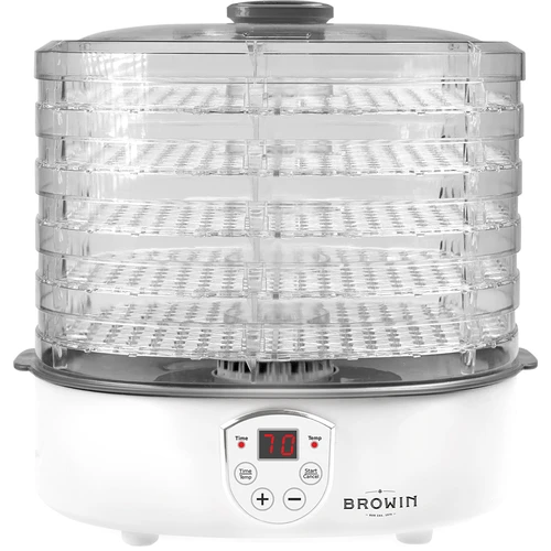 Sušička na houby, ovoce, zeleninu a bylinky s regulací teploty, 240W, průhledná - 2
