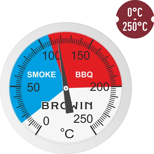Teploměr do udírny a BBQ (0°C do +250°C) 5,2cm - 4