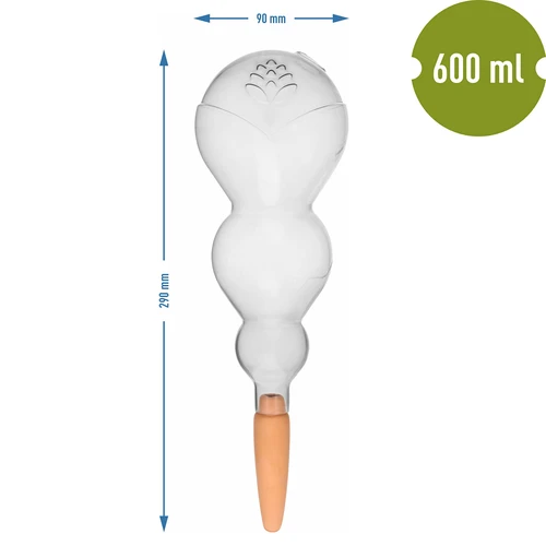 Trojitá zavlažovací koule (tříkomorová), průhledná bezbarvá, s keramickou nožkou, 600 ml - 5