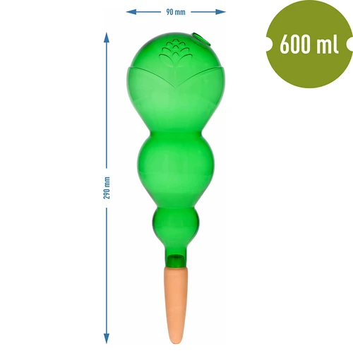 Trojitá zavlažovací koule (tříkomorová), průhledná zelená s keramickou nožkou, 600ml - 5