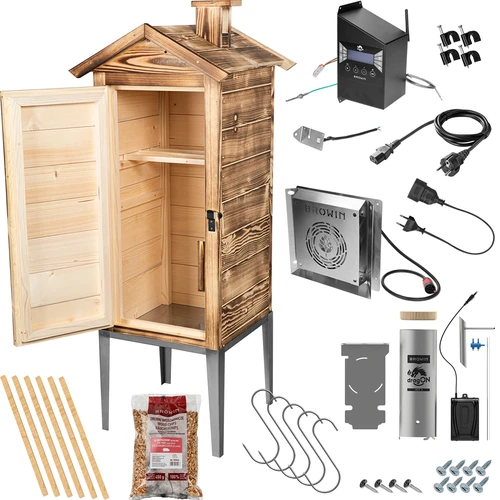 Udírna s Wi‑Fi, 200 l – dragON WOOD 100IQ s elektrickým topným modulem a řídicí jednotkou, z opalovaného dřeva - 3