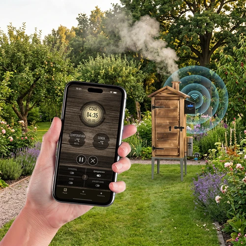 Udírna s Wi‑Fi, 200 l – dragON WOOD 100IQ s elektrickým topným modulem a řídicí jednotkou, z opalovaného dřeva - 6