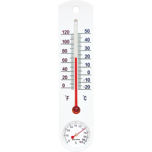 Univerzální bílý teploměr s vlhkoměrem (-20°C až +50°C) 25cm