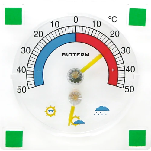 Univerzální teploměr s vlhkoměrem transparentní, samolepicí (-50°C do +50°C)
