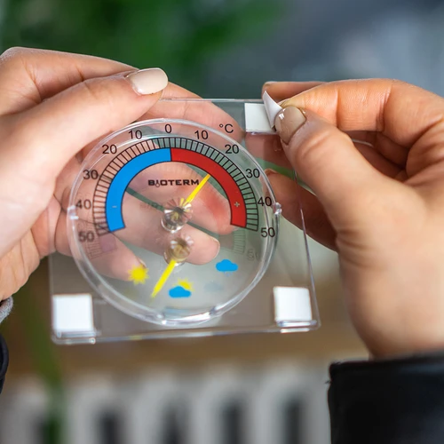 Univerzální teploměr s vlhkoměrem transparentní, samolepicí (-50°C do +50°C) - 6