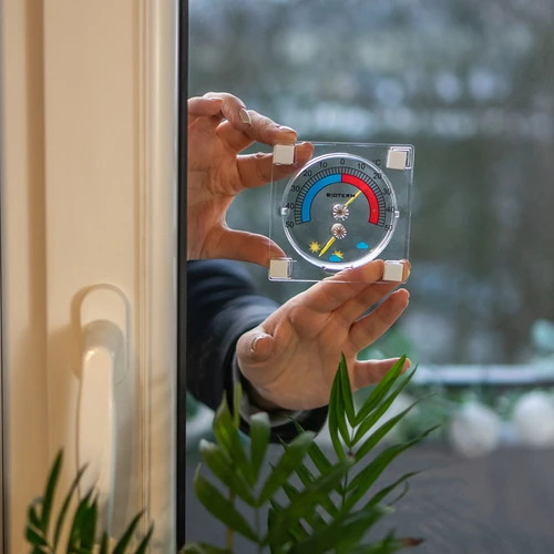 Univerzální teploměr s vlhkoměrem transparentní, samolepicí (-50°C do +50°C) - 4