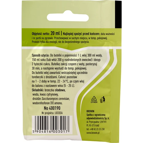 Univerzální vinné kvasnice, 20 ml - 2