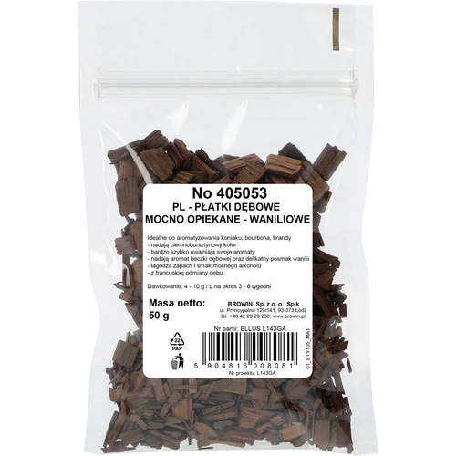 Vanilkové dubové vločky, silně opékané, 50 g - 2