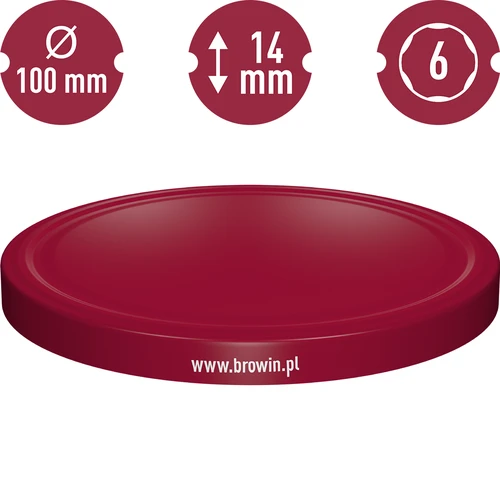 Víčko fi 100 bordo - 10 ks - 3
