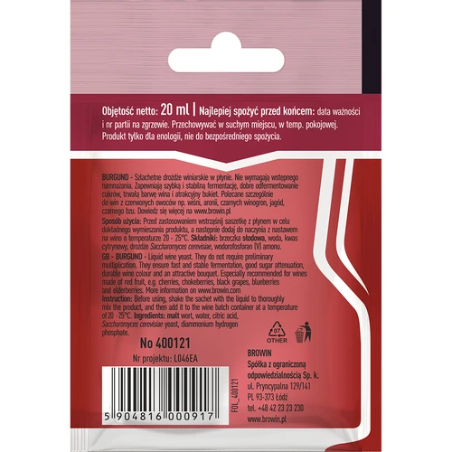Vinařské kvasnice Burgund bez množení, 20 ml - 2