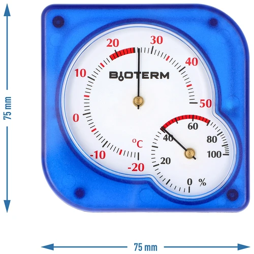 Vnitřní bimetalový teploměr s vlhkoměrem (-20 až +50°C), modrý - 4