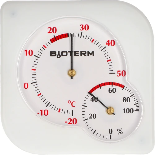 Vnitřní bimetalový teploměr s vlhkoměrem (-20 do +50°C), bílý