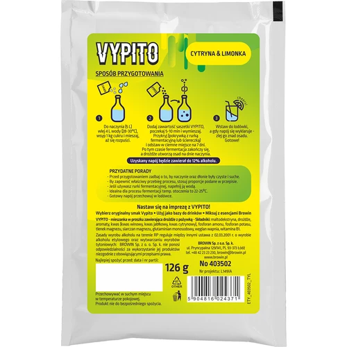 VYPITO 12%, sáček na 18 drinků - Citron & limetka, 126 g - 2