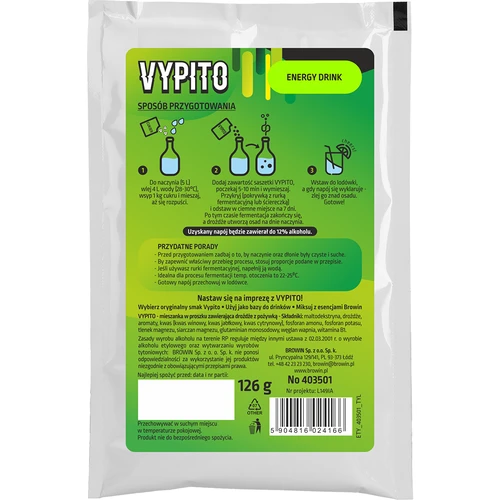 VYPITO 12%, sáček na 18 drinků - Energy drink, 126 g - 2